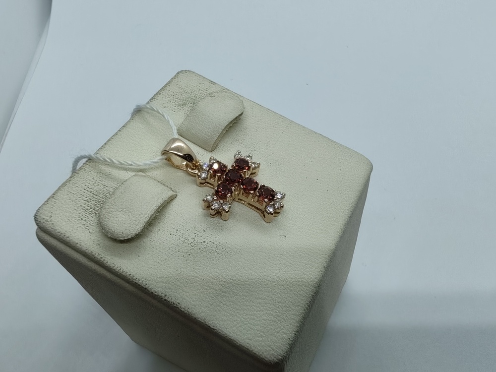 ПОДВЕСКА КРЕСТ С КАМНЯМИ (Au 585)