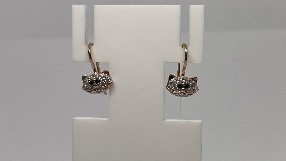 СЕРЬГИ ПЕТЕЛЬКА с камнями (Au 585)