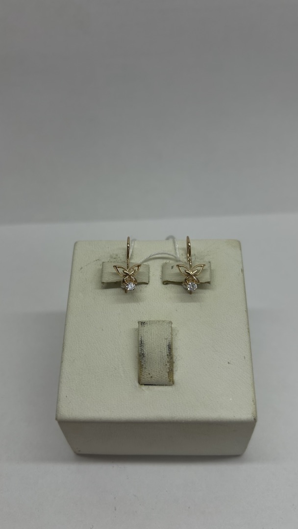 СКМ585 СЕРЬГИ С КАМНЕМ (Au 585)