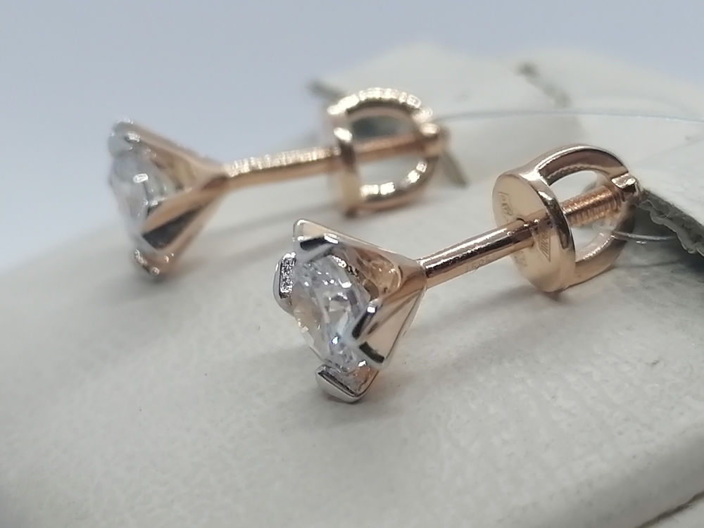 СЕРЬГИ ПУСЕТЫ с камнем (Au 585)