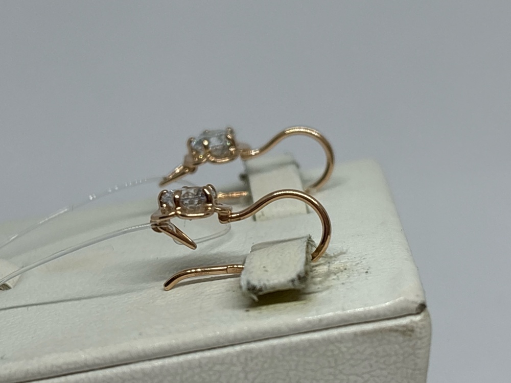 СЕРЬГИ ПЕТЕЛЬКА с камнем (Au 585)