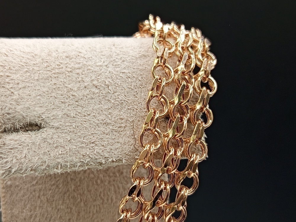 БРАСЛЕТ ПУСТОТЕЛЫЙ Бисмарк тройной (Au 585)