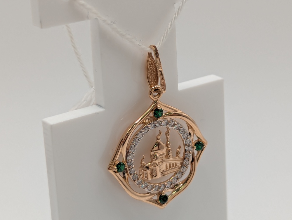 ПОДМКИ585 ПОДВЕСКА МЕЧЕТЬ С КАМНЯМИ (Au 585)