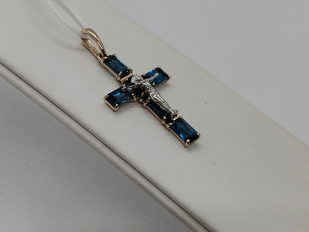 ПОДВЕСКА КРЕСТ С КАМНЯМИ (Au 585)