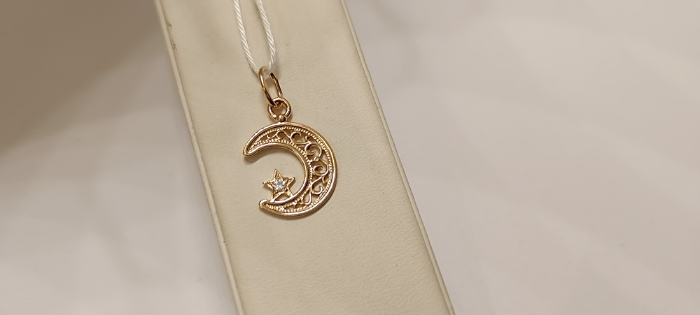 ПОДВЕСКА ПОЛУМЕСЯЦ С КАМНЕМ (Au 585)