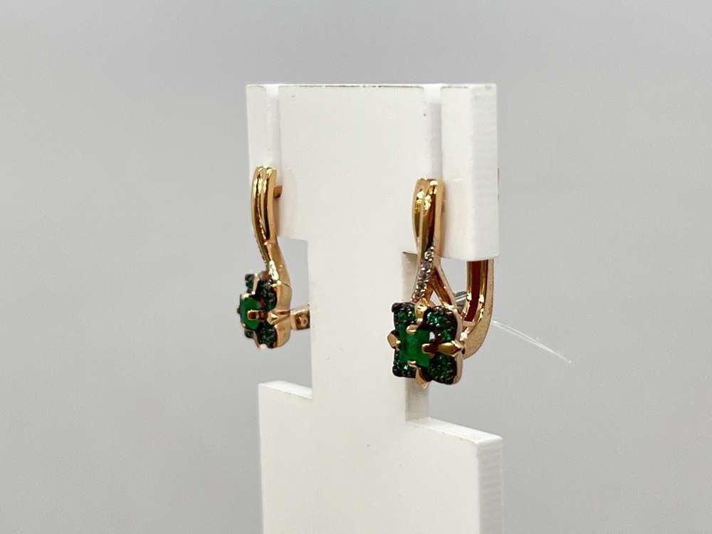 СЕРЬГИ Бриллиант, изумруд (Au 585)