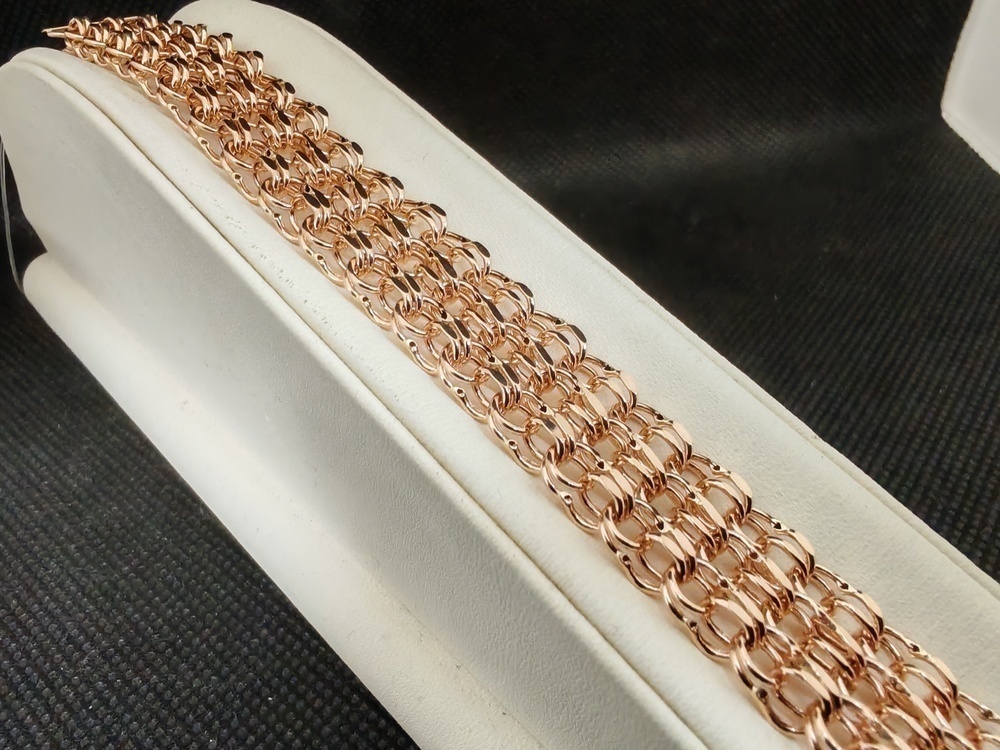 БРАСЛЕТ ПУСТОТЕЛЫЙ Бисмарк тройной (Au 585)