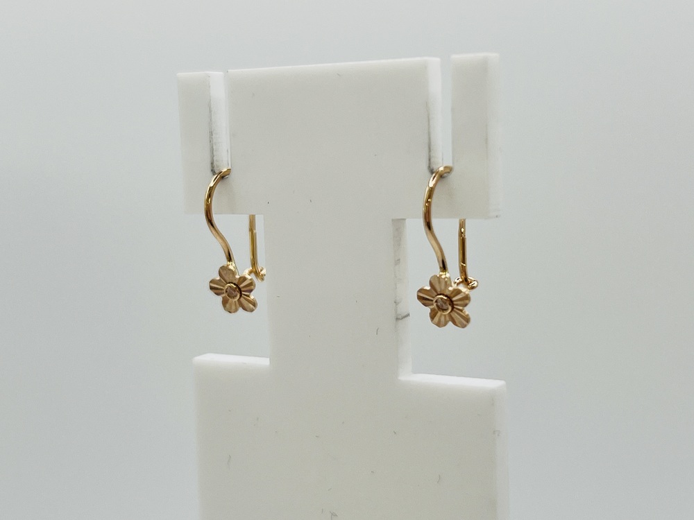 СЕРЬГИ ПЕТЕЛЬКА с камнем (Au 585)