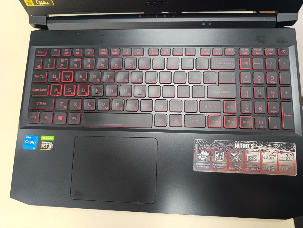 Ноутбук Acer;  Core I5-11400H, GeForce RTX 3050, 8 Гб, 512 GB, Нет