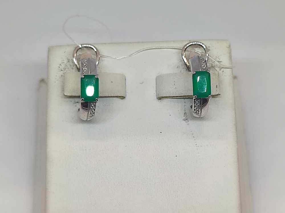 СЕРЬГИ АГАТ, Бриллиант (Ag 925)