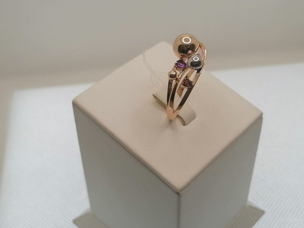 КОЛЬЦО АМЕТИСТ.ГРАНАТ (Au 585)