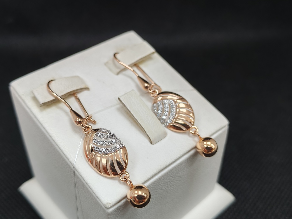 СЕРЬГИ ПЕТЕЛЬКА с камнями (Au 585)