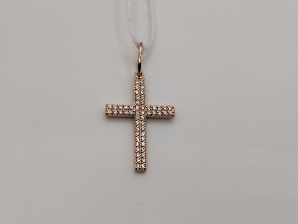 ПОДККИ585 ПОДВЕСКА КРЕСТ С КАМНЯМИ (Au 585)