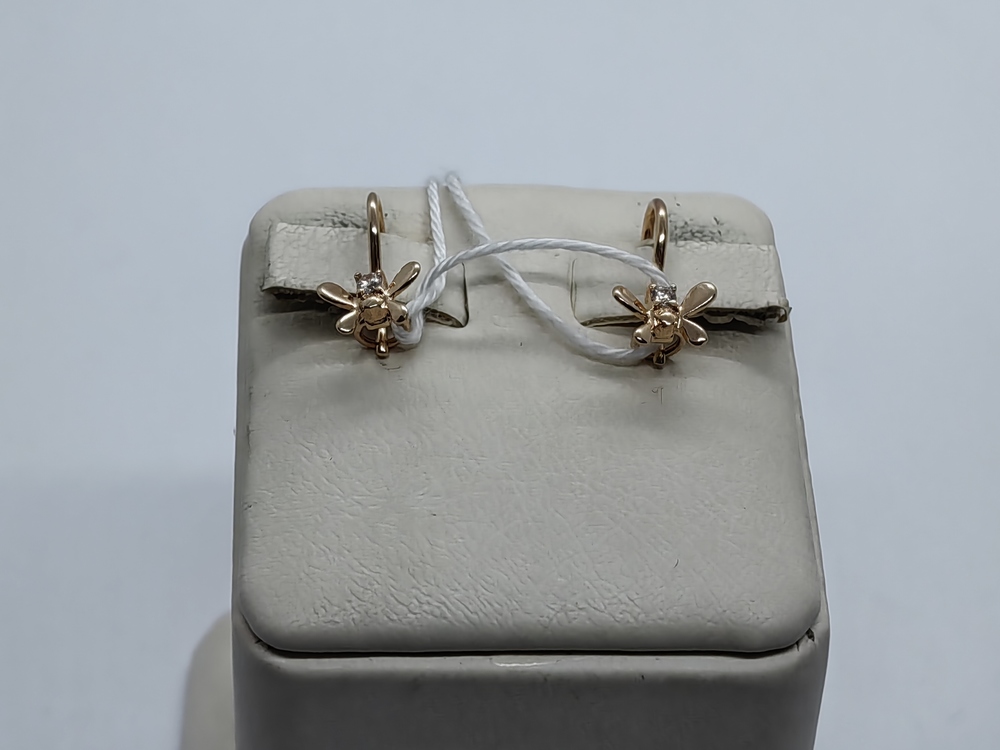 СКМ585 СЕРЬГИ С КАМНЕМ (Au 585)