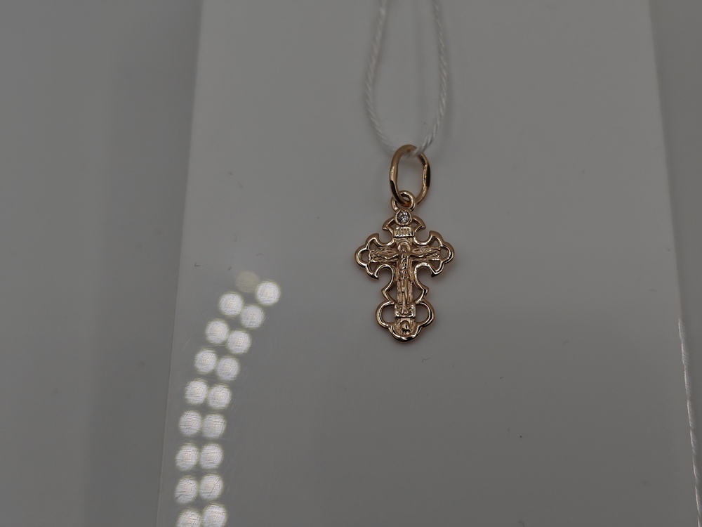 ПОДККИ585 ПОДВЕСКА КРЕСТ С КАМНЕМ (Au 585)