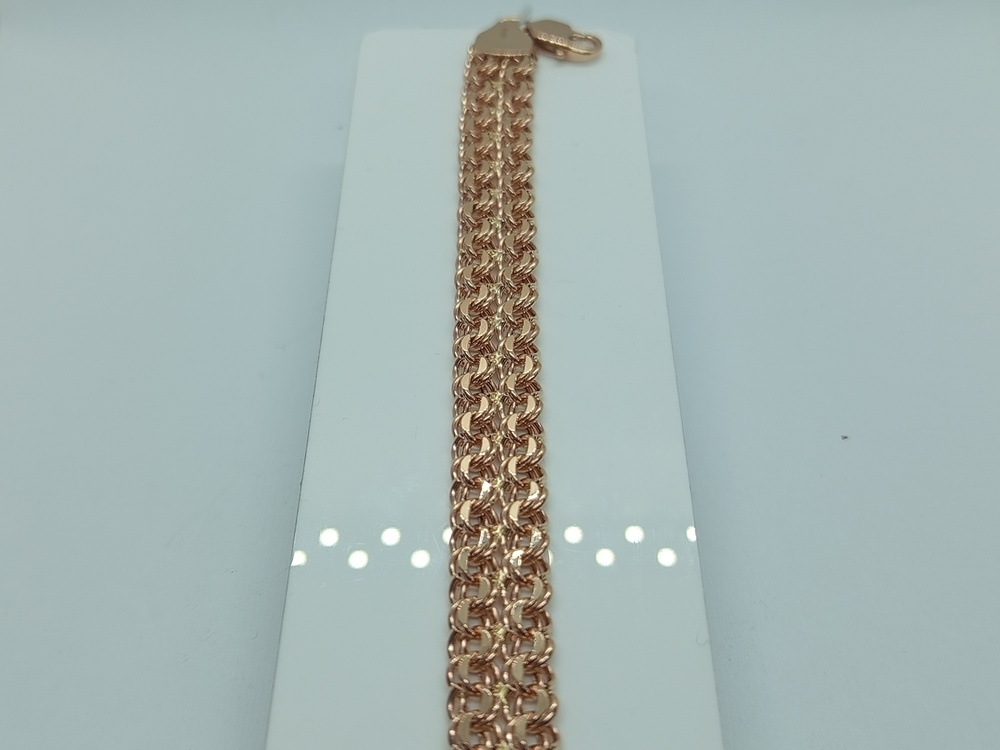 Бисмарк Б100 Двухрядный БРАСЛЕТ ПУСТОТЕЛЫЙ Бисмарк (Au 585)