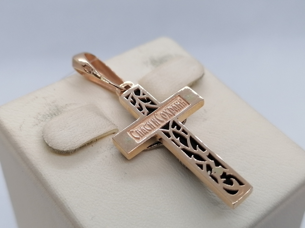 80334Агат ПОДВЕСКА КРЕСТ с камнем (Au 585)