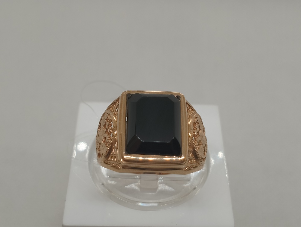 821466Аг.Ч КОЛЬЦО ПЕЧАТКА с камнем (Au 585)