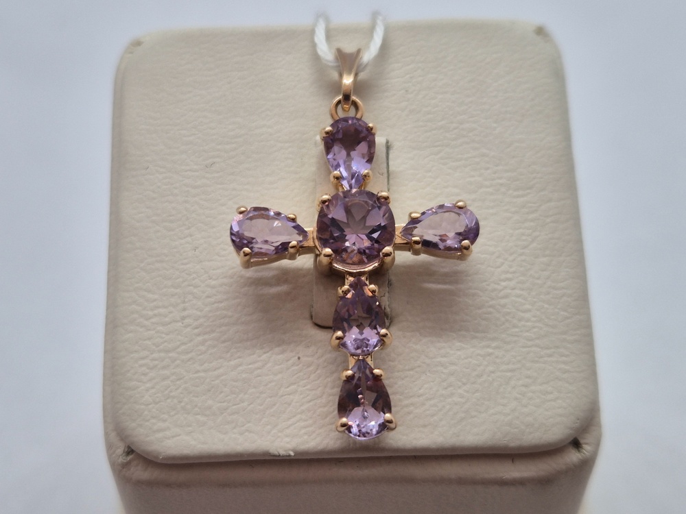 ПОДВЕСКА КРЕСТ С КАМНЯМИ (Au 585)