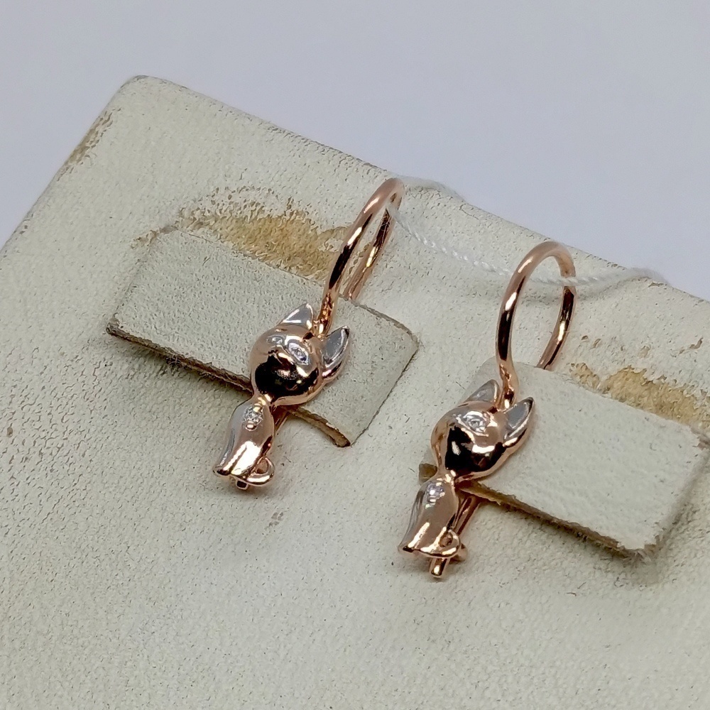 СКМ585 СЕРЬГИ С КАМНЕМ (Au 585)