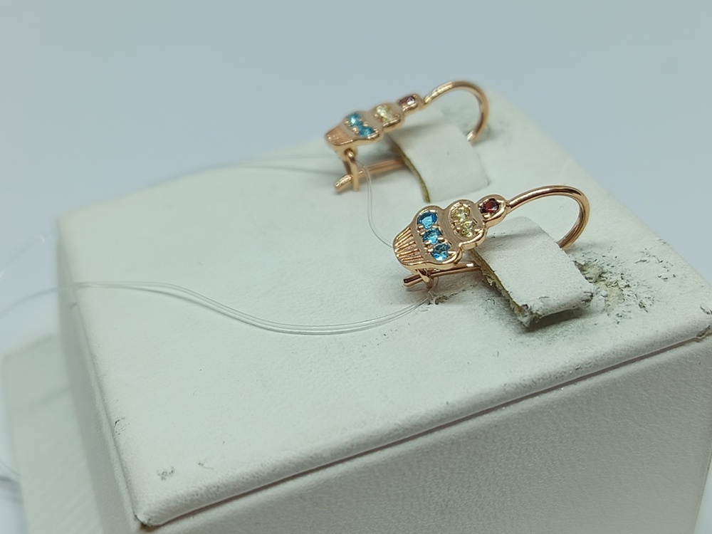 СЕРЬГИ ПЕТЕЛЬКА с камнями (Au 585)