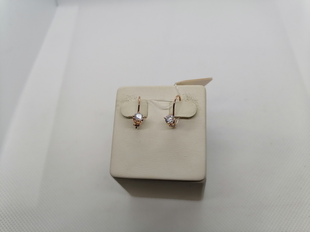 002295-1100 СЕРЬГИ ПЕТЕЛЬКА с камнем (Au 585)