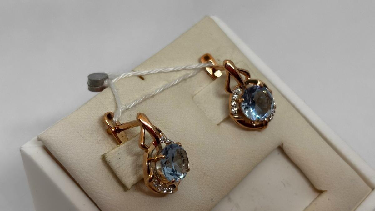 СКМИ585 СЕРЬГИ С КАМНЯМИ (Au 585)