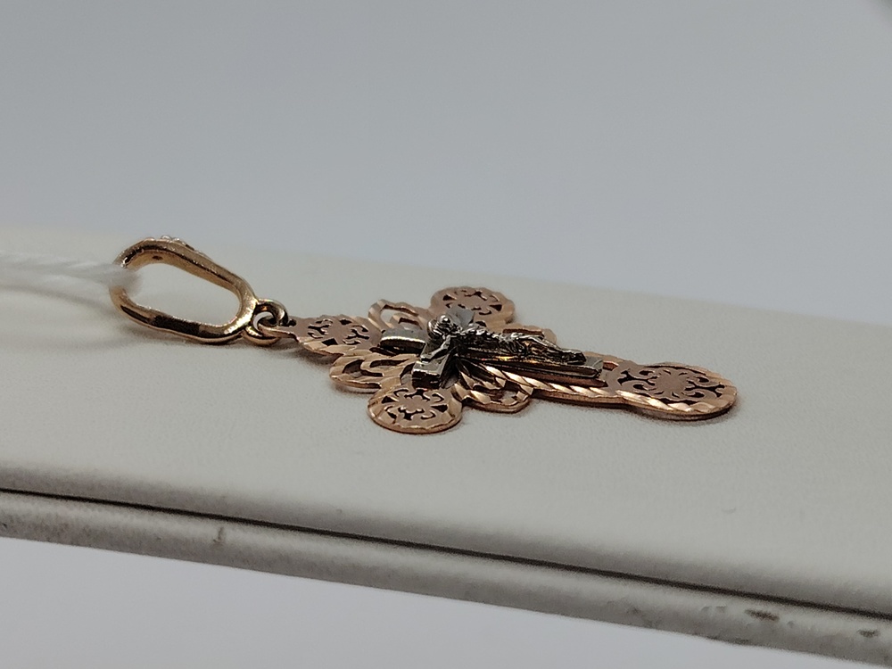 ПОДККИ585 ПОДВЕСКА КРЕСТ С КАМНЕМ (Au 585)