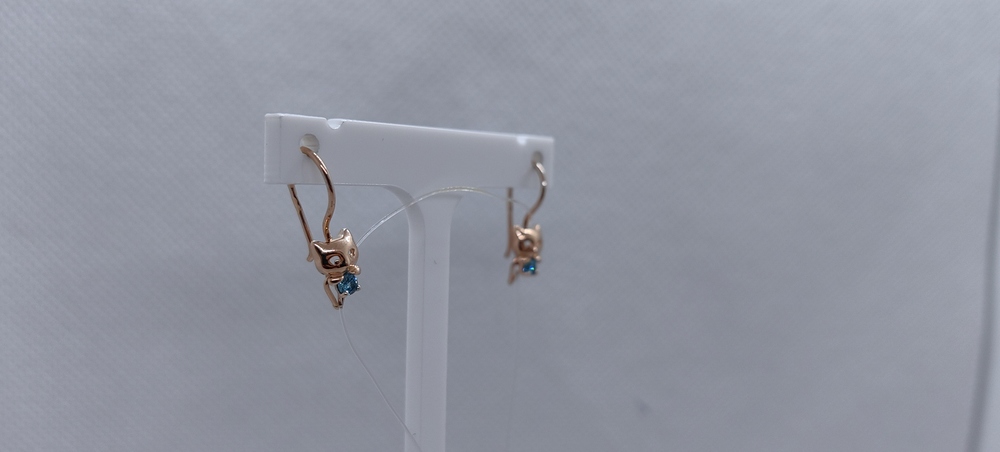 СЕРЬГИ ПЕТЕЛЬКА с камнем (Au 585)