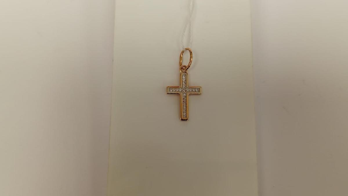 ПОДВЕСКА КРЕСТ С КАМНЯМИ (Au 585)