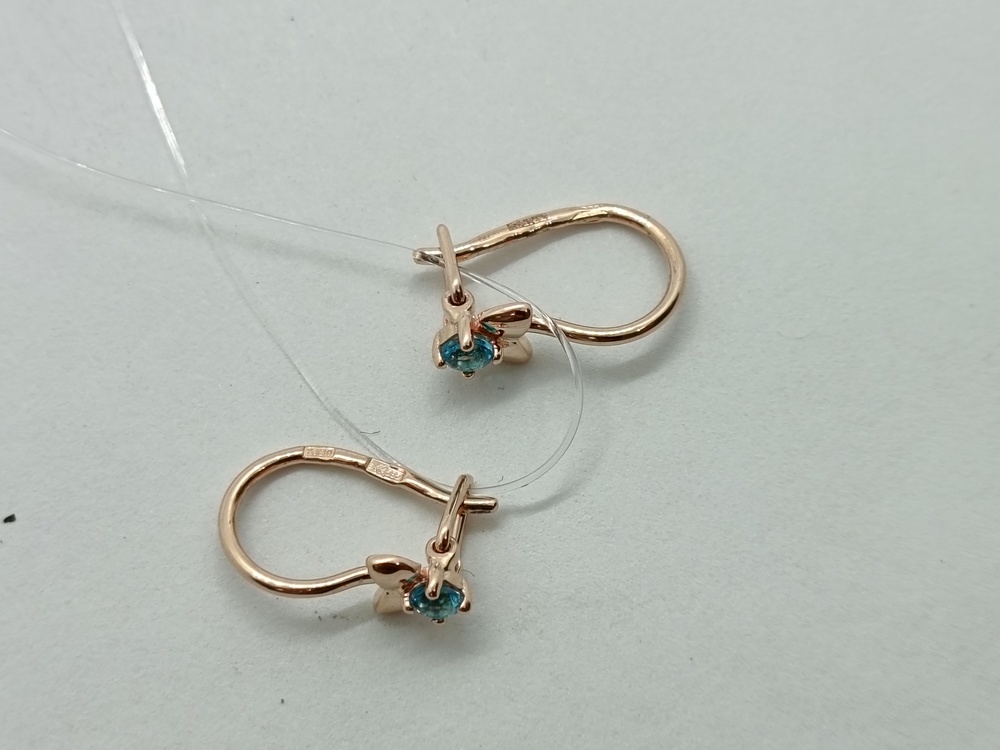 СЕРЬГИ ПЕТЕЛЬКА с камнем (Au 585)