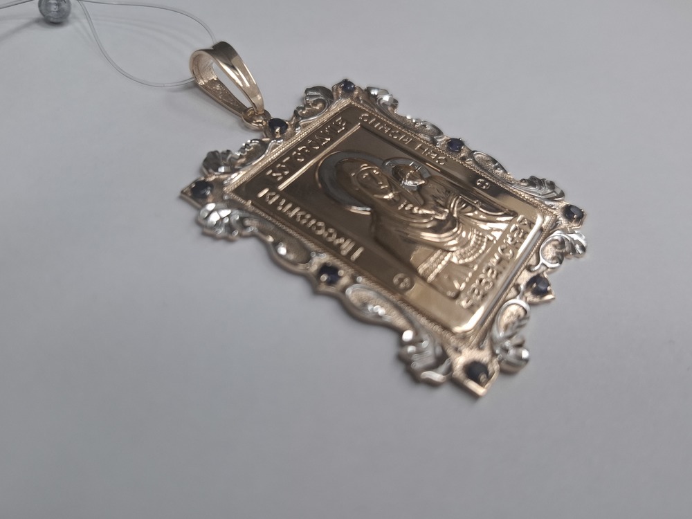 ПИ-096_au ПОДВЕСКА ИКОНА с камнями (Au 585)