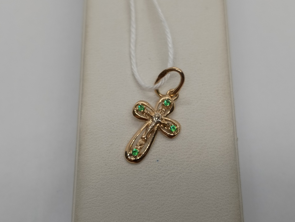 ПОДВЕСКА КРЕСТ С КАМНЯМИ (Au 585)