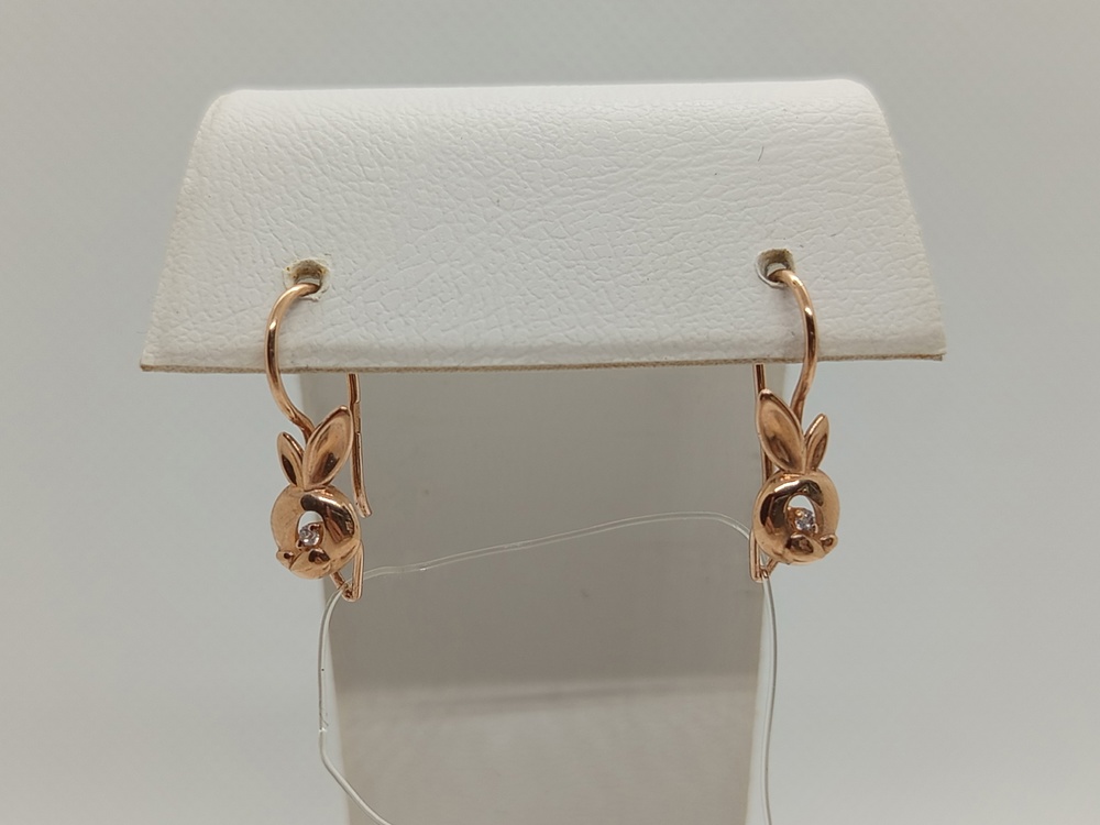 022472-1100 СЕРЬГИ ПЕТЕЛЬКА с камнем (Au 585)