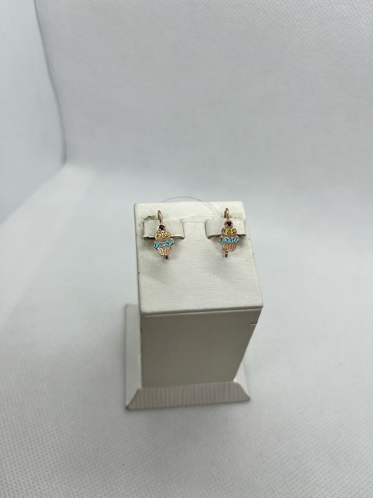 СЕРЬГИ ПЕТЕЛЬКА с камнями (Au 585)