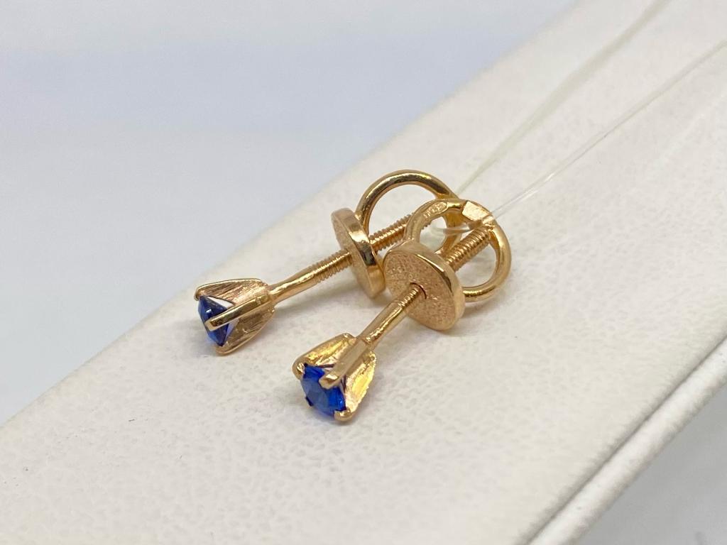 02055 СЕРЬГИ ПУСЕТЫ с камнем (Au 585)