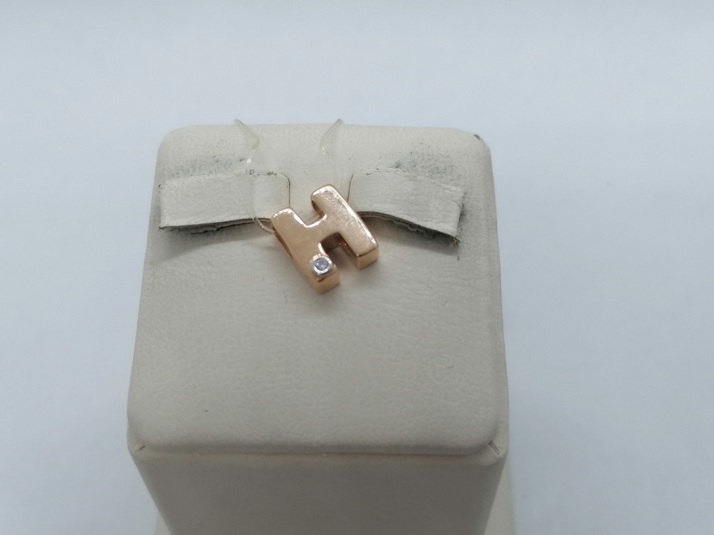 04-63-0083-00 ПОДВЕСКА БУКВА Н с камнем (Au 585)