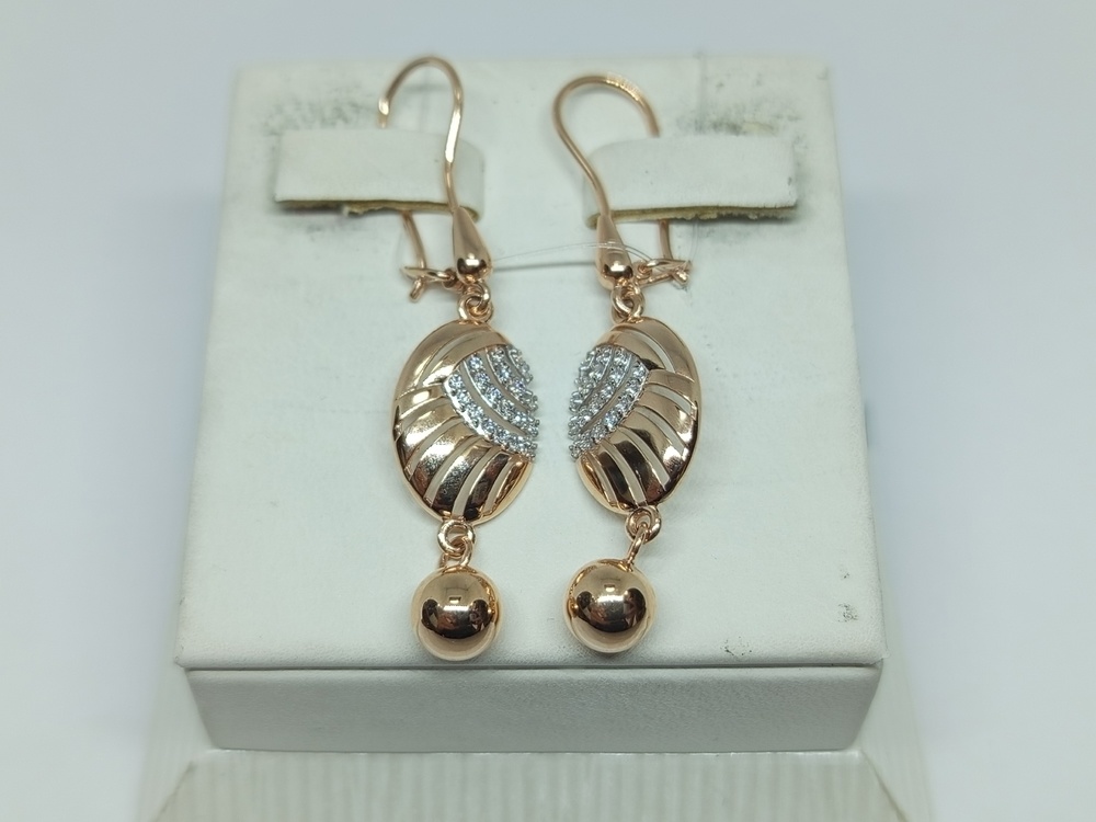 СЕРЬГИ ПЕТЕЛЬКА с камнями (Au 585)