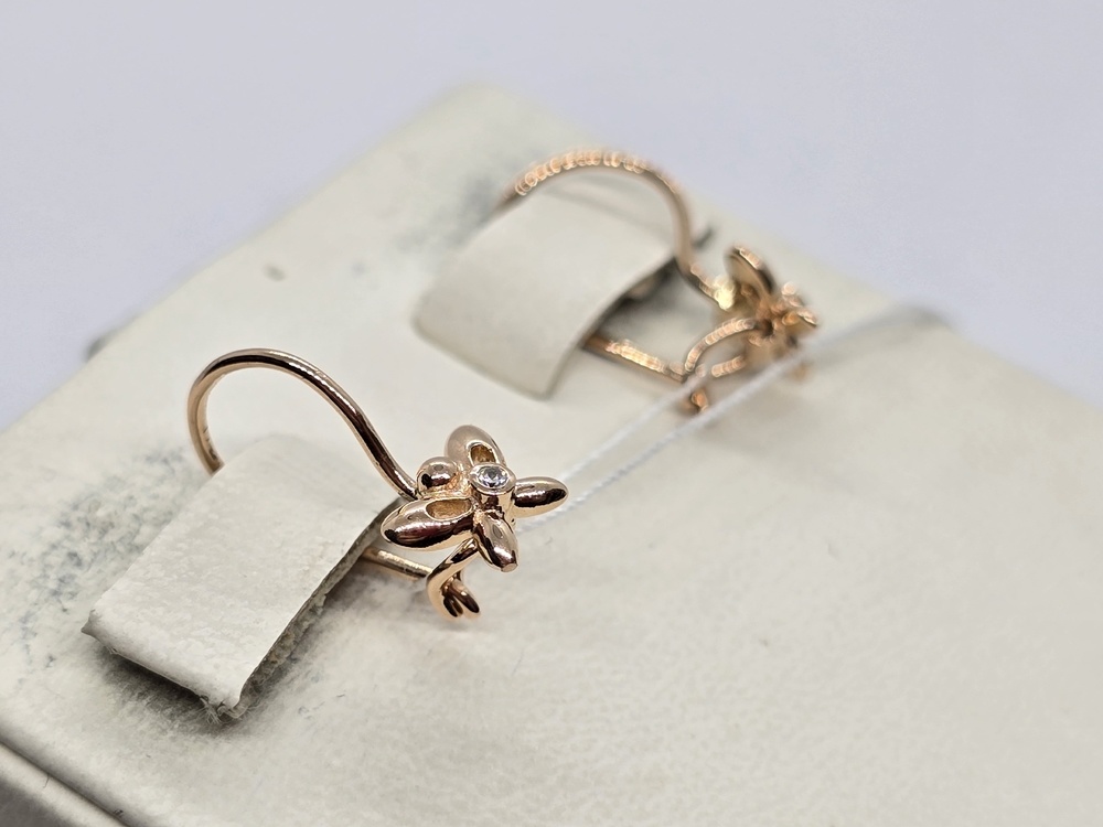 СКМ585 СЕРЬГИ С КАМНЕМ (Au 585)