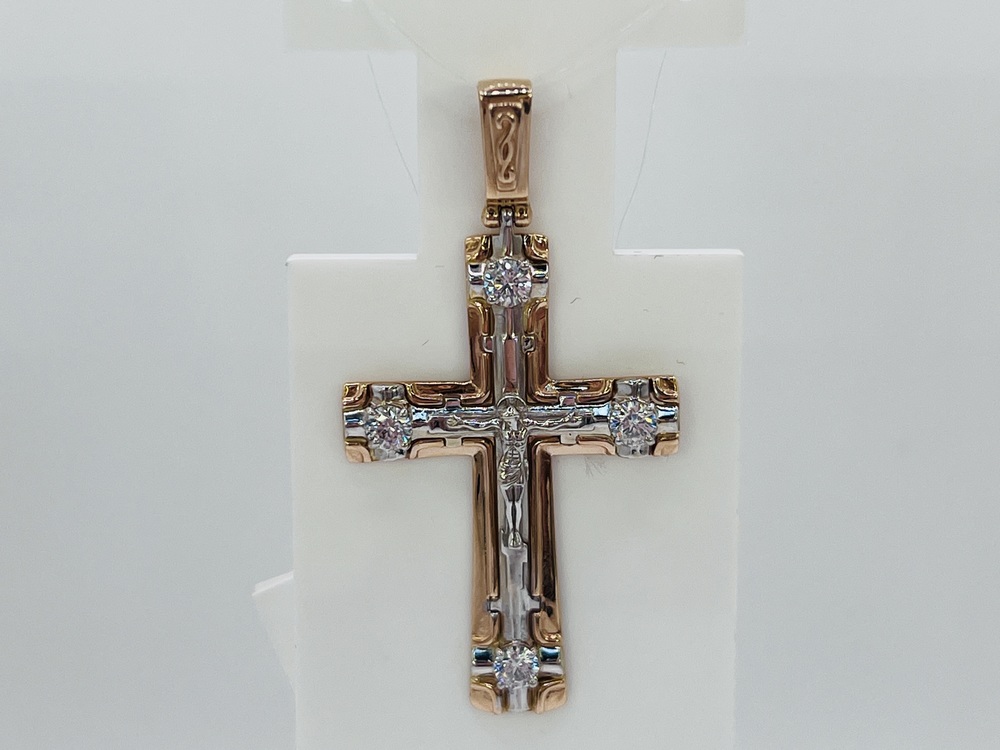 ПОДВЕСКА КРЕСТ с камнями (Au 585)