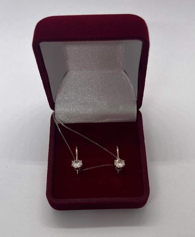 СЕРЬГИ ПЕТЕЛЬКА с камнем (Au 585)