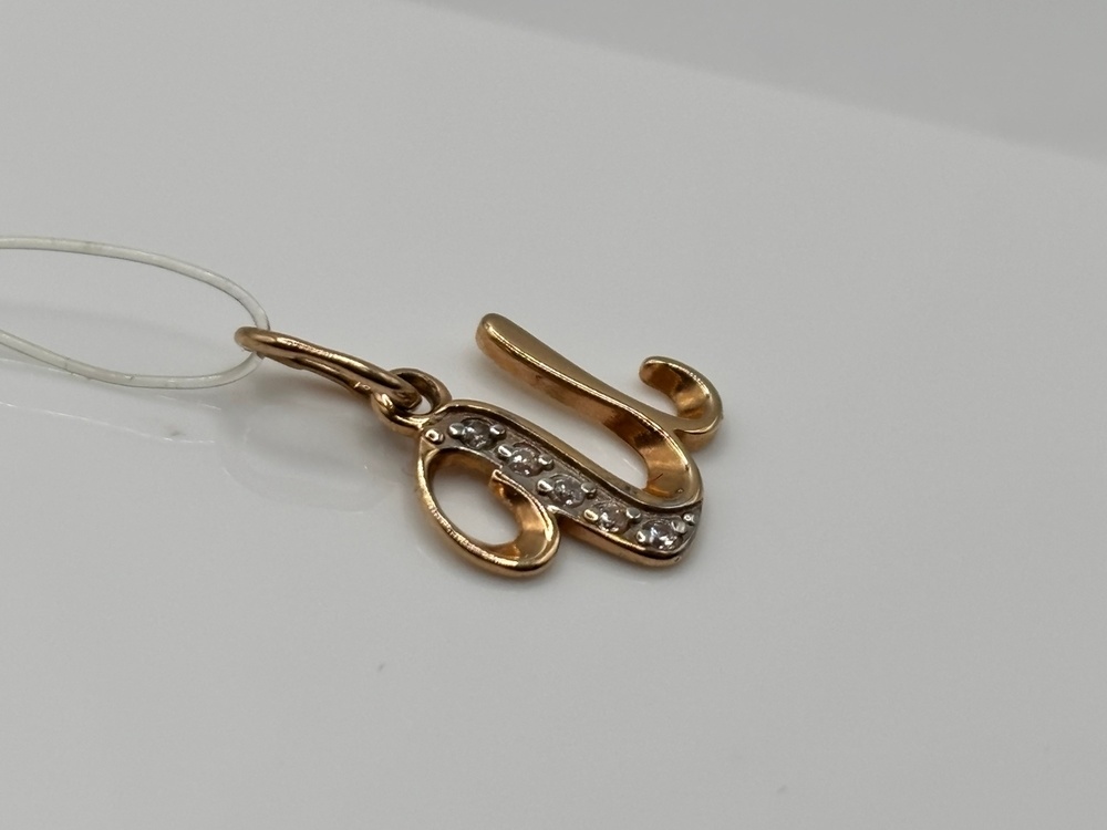 5773 "И" ПОДВЕСКА БУКВА И с камнями (Au 585)