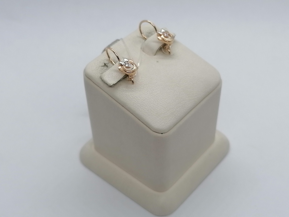 04-62-0237-00 СЕРЬГИ ПЕТЕЛЬКА с камнем (Au 585)