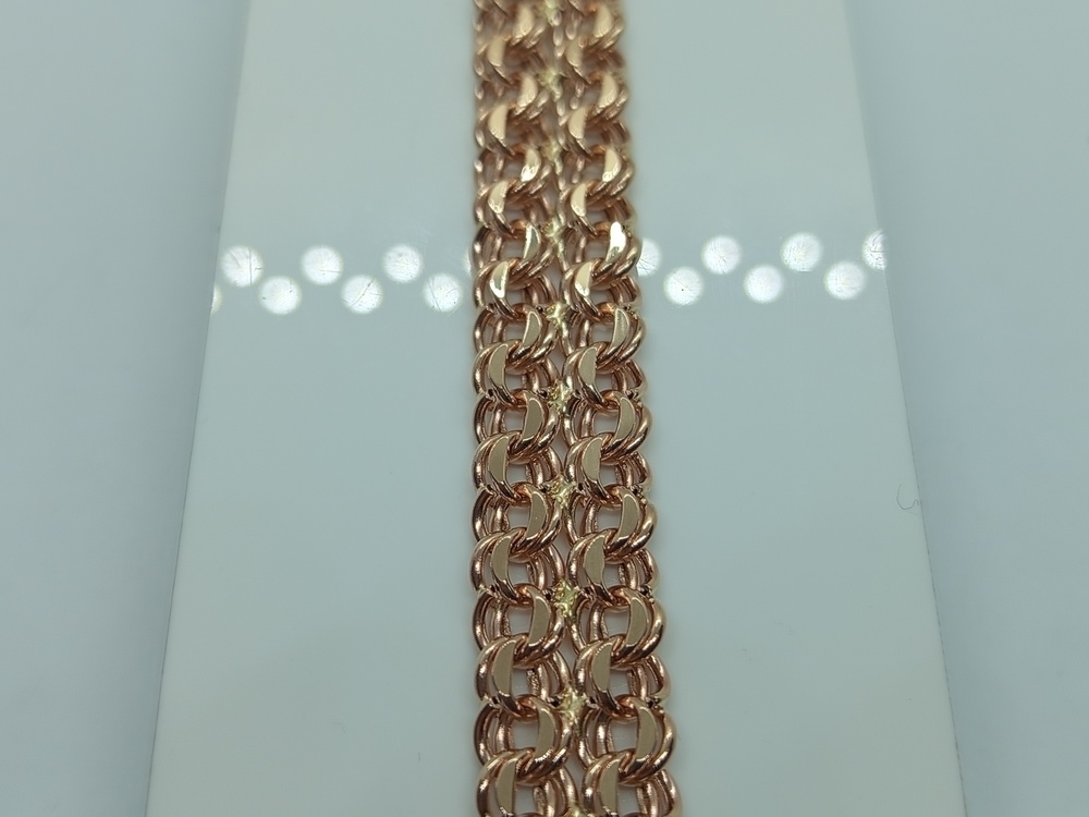 Бисмарк Б100 Двухрядный БРАСЛЕТ ПУСТОТЕЛЫЙ Бисмарк (Au 585)