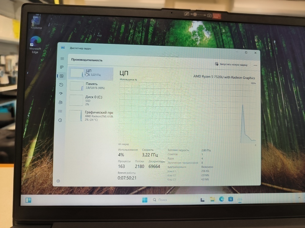 Ноутбук Lenovo V15 G4 AMN; Ryzen 5 7520U, HD Graphics, 8 Гб, 256 Гб, Нет