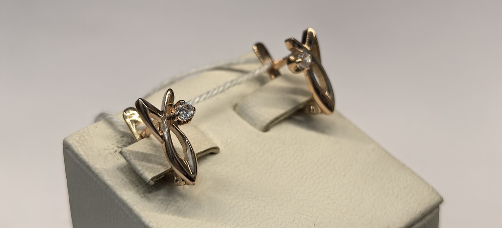 СКМ585 СЕРЬГИ С КАМНЕМ (Au 585)