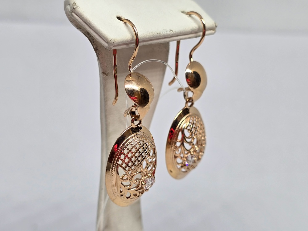 СЕРЬГИ ПЕТЕЛЬКА с камнем (Au 585)