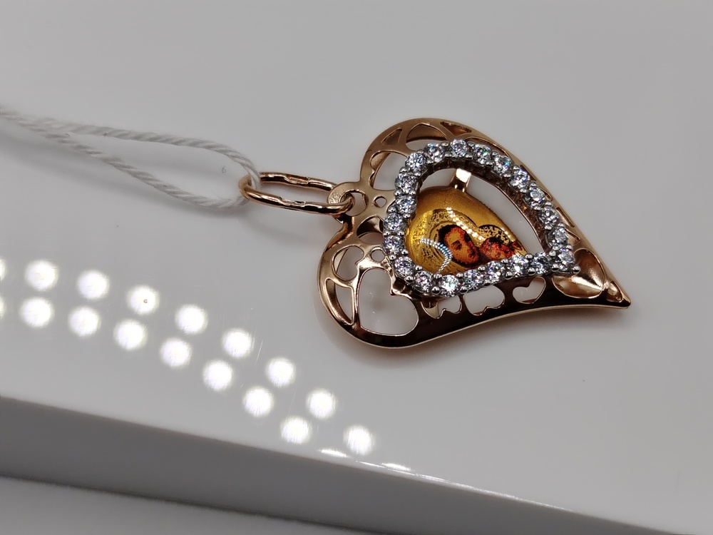 ПОДИКИ585 ПОДВЕСКА ИКОНА С КАМНЯМИ (Au 585)