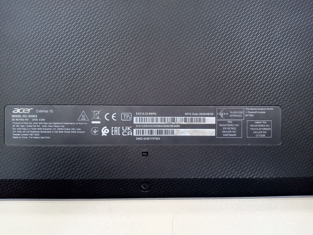 Ноутбук Acer; Ryzen 5 7520U, AMD Radeon (TM) Graphics, 16 Гб, 1 Tb, Нет
