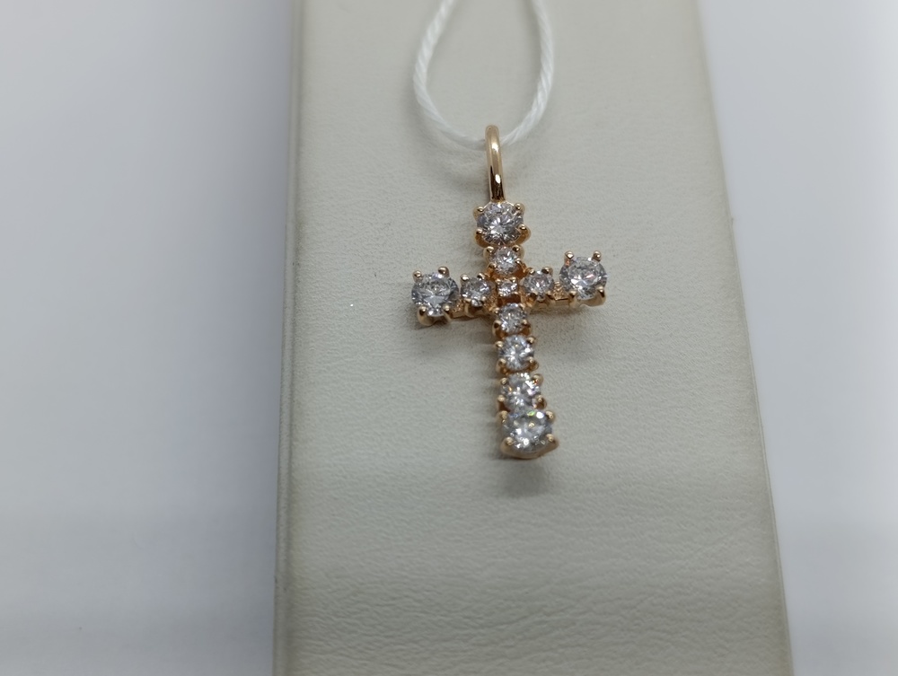 ПОДККИ585 ПОДВЕСКА КРЕСТ С КАМНЯМИ (Au 585)